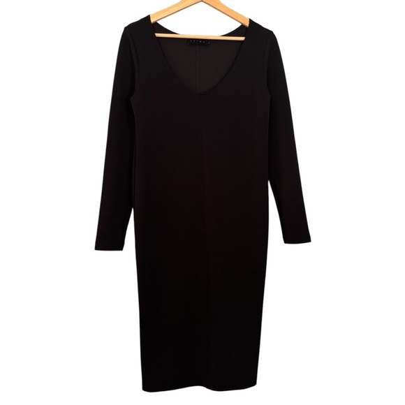 Hatch Women's Black‎ V Neck Long Sleeve Bodycon Midi Dress Medium Classic Party - Picture 1 of 9